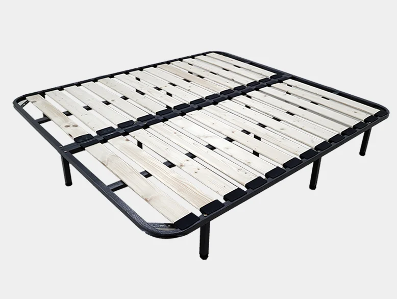 Solid Wood Twin XL Bed Slat with Metal Platform Mattress Supportive Frame