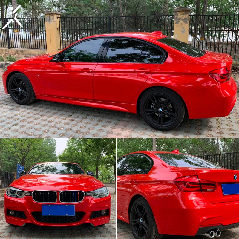 Glossy Film PVC Super Glossy bright Flaming Red Car Wrap Metal car vinyl wraps Glossy Vinyl Film Color Car wrapping film