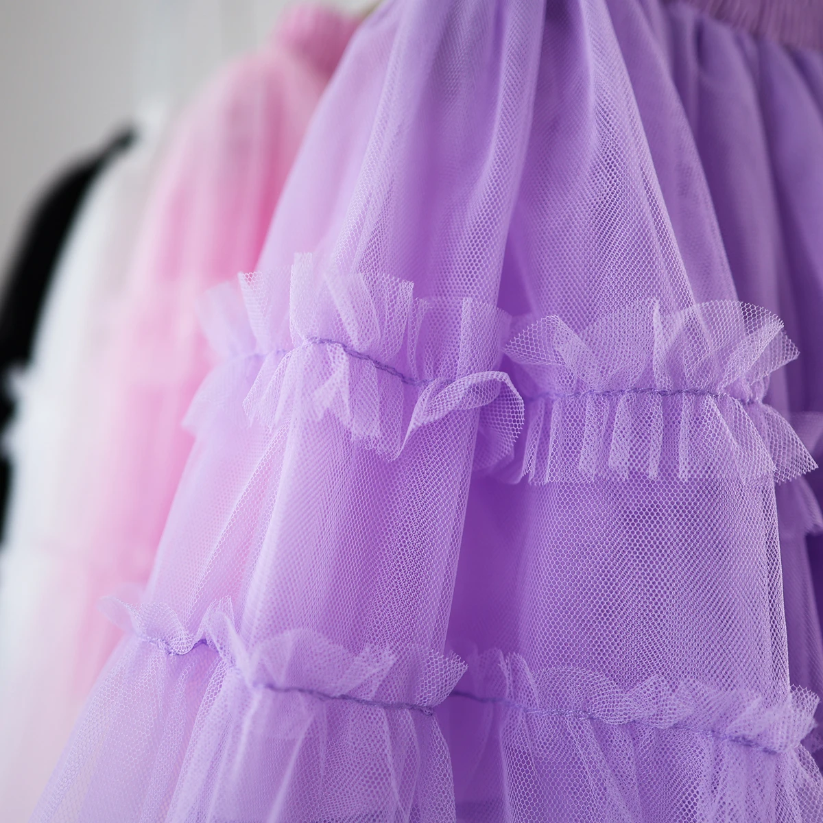 Kids Tiered Tutu Children Ruffle Layer Skirt Lining Cotton Kids Tulle Pleated Skirts for Girls Toddler Black White Tutu Skirt