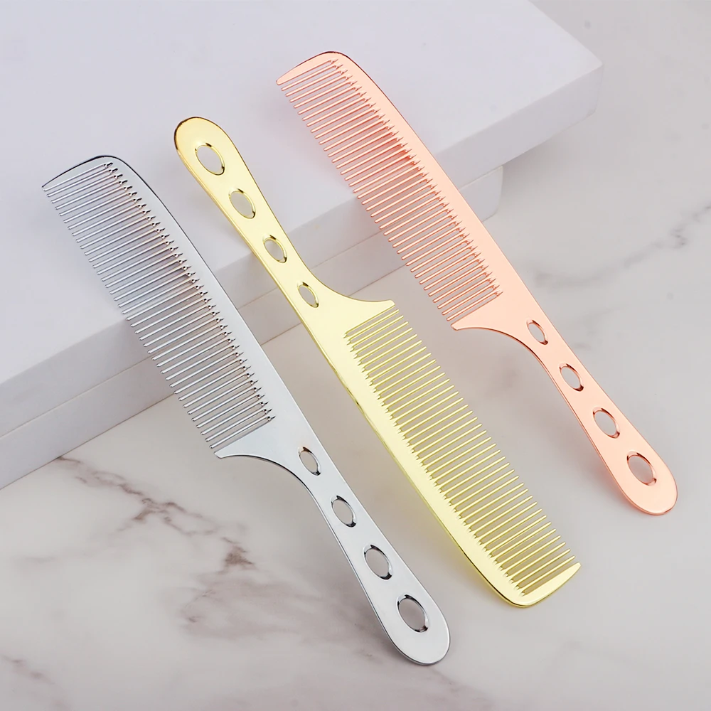 Professional Salon Custom Stainless Steel Hair Comb Hairdressing Steel Comb Hair Cutting Metal Comb Long Handle