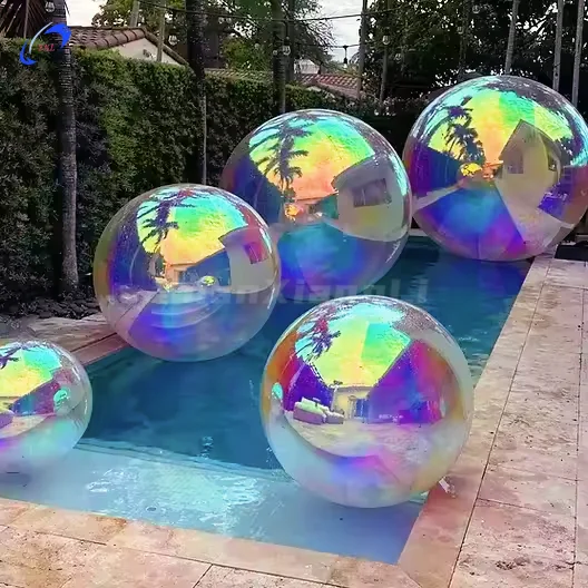 Giant inflatable balloon colorful mirror ball wholesale disco shinny laser inflatable mirror outdoor balloons for decoration