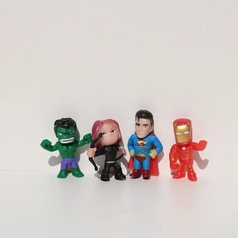 12Pcs Set 4cm Super Heroes Ironman Spiderman Action Figures Cake Toppers PVC Mini Figurines Toys