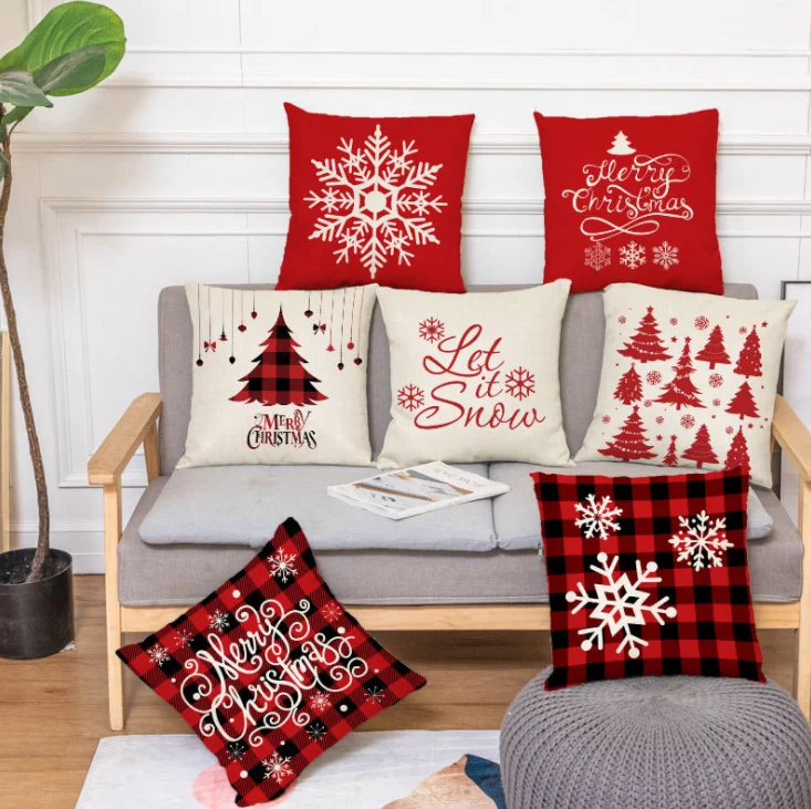 Christmas Decorations Pillow Covers Fall Decor Christmas Cotton Linen Throw  Cover Christmas Pillow cover