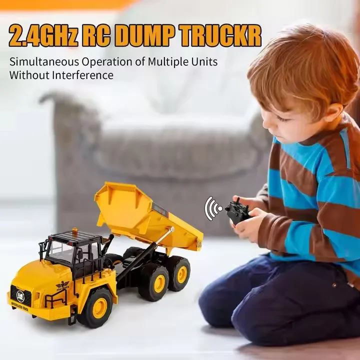 2024 New 1/16 Scale Huina 1553 Dump Truck Model RC Car Vehicle Toys for Boy Gift US Stocks Remote Control Dump Truck