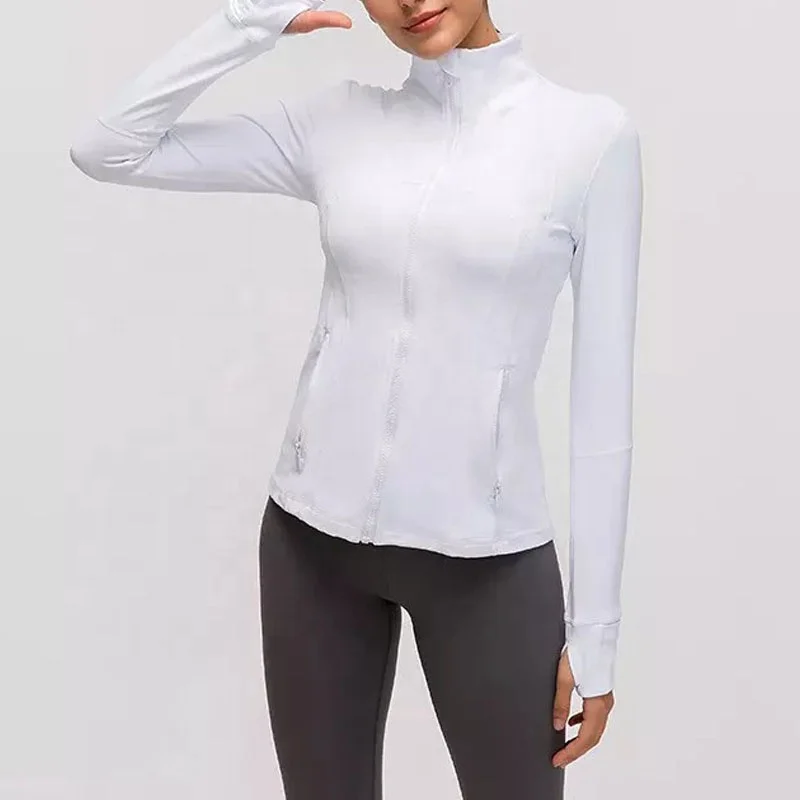 Hot Sale Zip Long Sleeve Yoga Jackets Plus Size Sports Yoga Tops Womens Running Coat Workout Wear Gym Fitness Sportswear Apparel