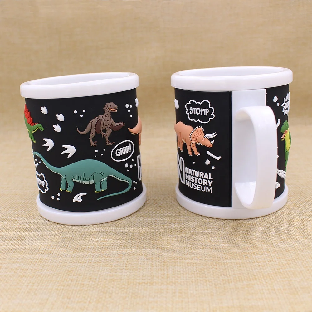 Cheap 3D PVC cups tea mugs custom with dinosaur