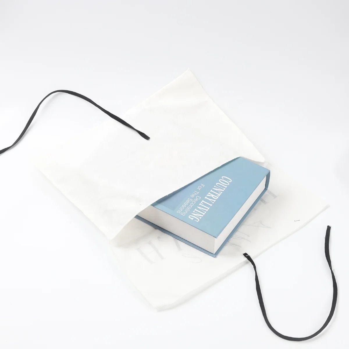 Custom Logo Printed Canvas Envelope Gift Packaging Bag Large Dust Envelope Flap Cloth Hat Pouch With Tie