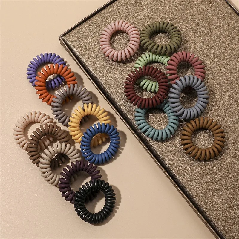 Solid Telephone Wire Elastic Hair Bands Frosted Cord Rubber Band Hair Tie Stretch Head Band Gum Fashion Jewelry Accessories