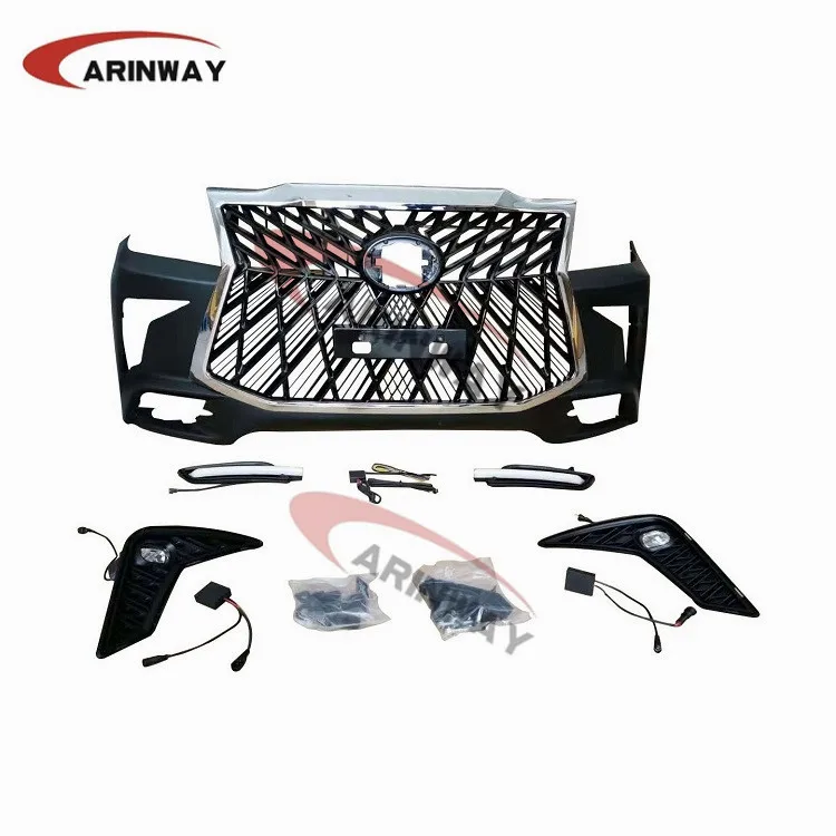car body parts auto front bumper grille fog lamp cover accessories body kit for Toyota Hilux Vigo Upgrade to Lexus 570