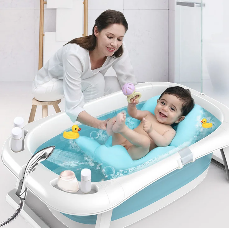 Newborn Baby Summer Foldable Bath Tub with Stand Plastic Baby Tubs