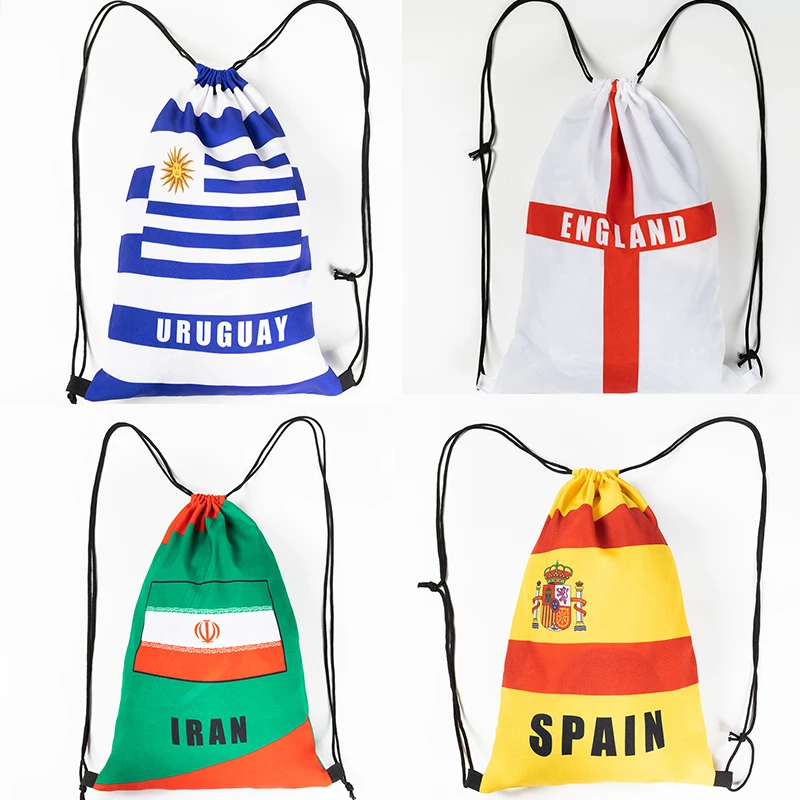 2022 Qatar World Cup Football Top 32 Countries Fan Accessories Souvenir Fan Backpack Nation Cheering Drawstring Pocket
