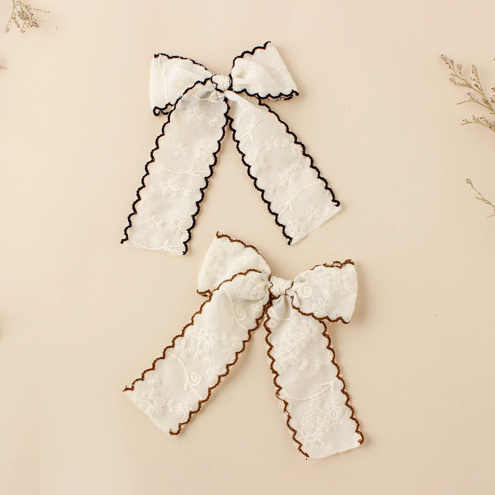 YiYuan Fashion Lace Embroidered Flower Hair Bow Clips for Girls Party Decorative Barrettes Swallow Tail Hair Pins Kids Side Clip
