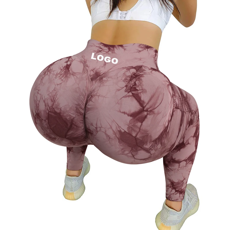 Custom Fitness Yoga Pants Booty Lift Workout Tights Gym High Waist Women Tie Dye Seamless Scrunch Butt Leggings