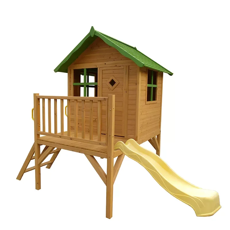 Children Eco-friendly Fir-wood Cottage Sunnyside Outdoor Wholesale Wooden Kids Playhouse