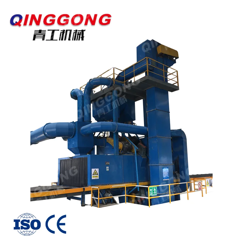 metal steel multiple structure workpieces surface cleaning pass through type roller conveyor shot blasting machine