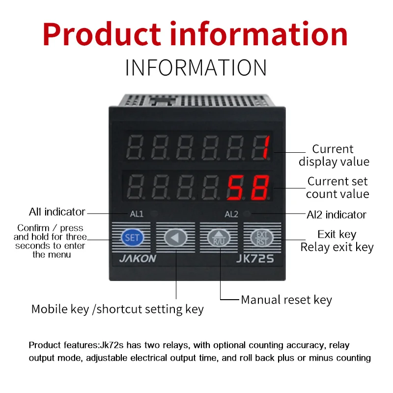 6 digit76*76mm LED display electronic digital Small multi function counter and Length meter