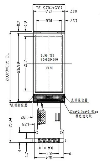 0,96 дюймов COG LCD дисплей 80*160 на тонкопленочных транзисторах на тонкоплёночных транзисторах дисплей модуль изготовление на заказ жк графический жк-дисплей с 4 SPI интерфейс