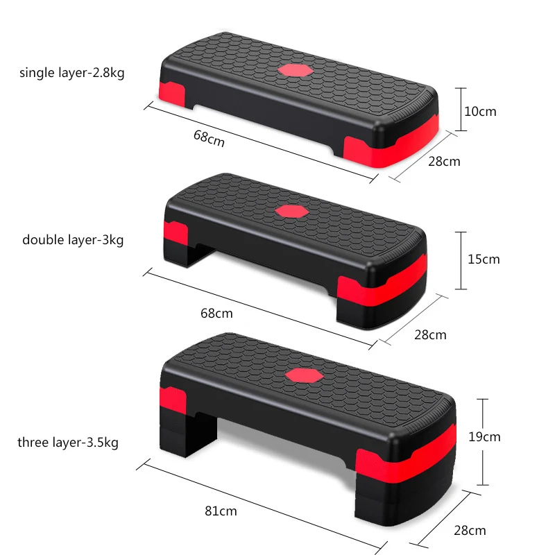 Gym Equipment Adjustable Height Aerobic Stepper Board Step Platform Bench With Risers