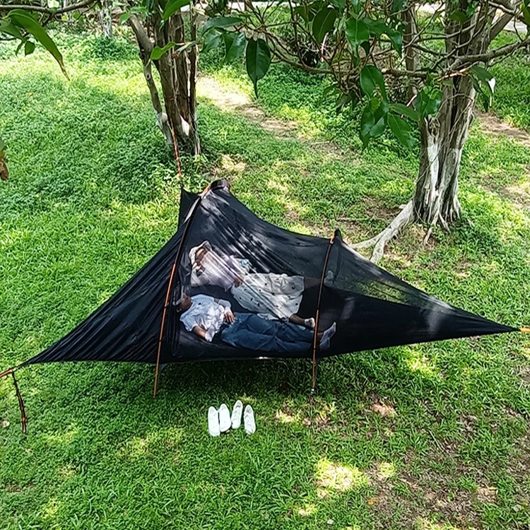Aerial Folding Portable Mesh Hammock Tree Tent Traveling Outdoor Camping Family Big Triangle Anti-mosquito Hammock