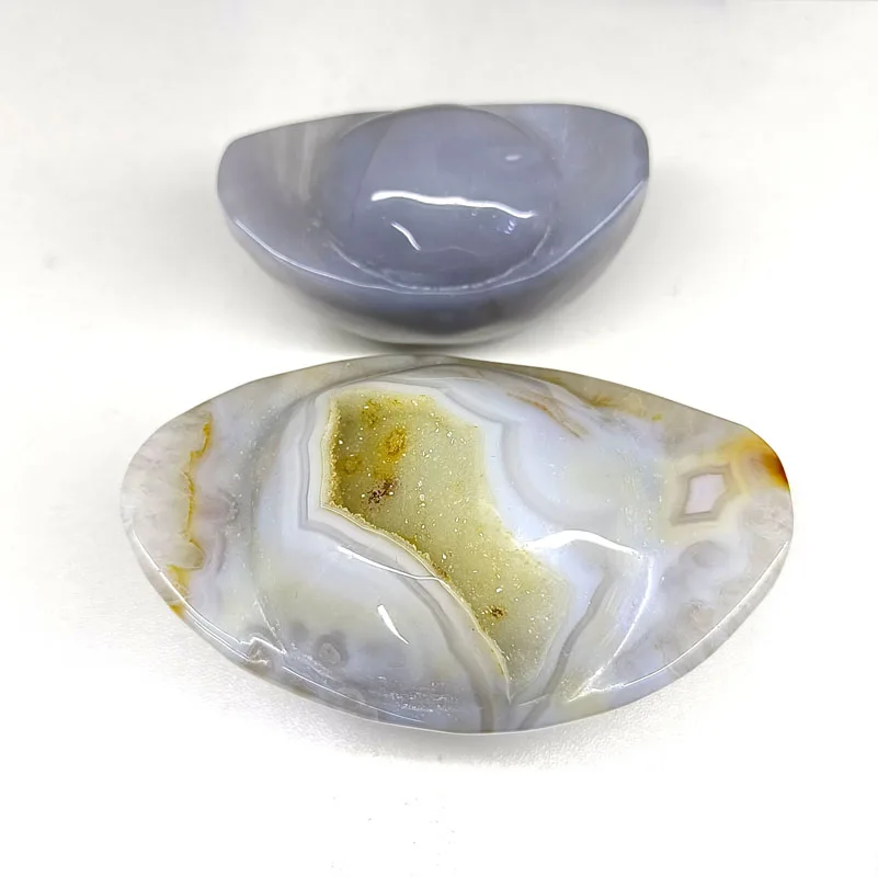 Customized natural agate ingot ornaments crystal raw stone polished ornaments for decoration