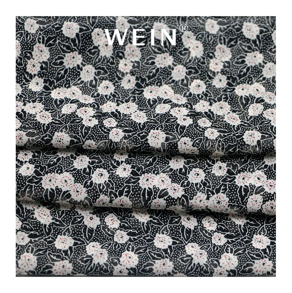 WI-A05 Latest design soft 50D lightweight silk georgette chiffon fabric with small flower printing design fabric for dress