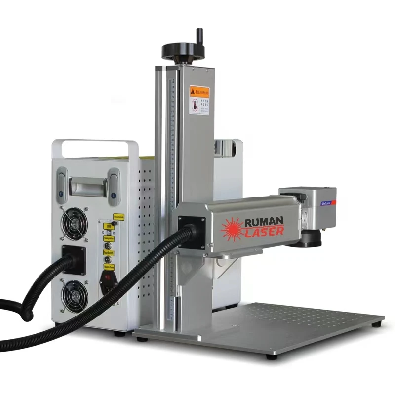 JPT Fiber Laser Marking Machine  50W, 300*300mm with 80mm Rotary Axis and Hightened 800mm Tower Lightburn Compatible