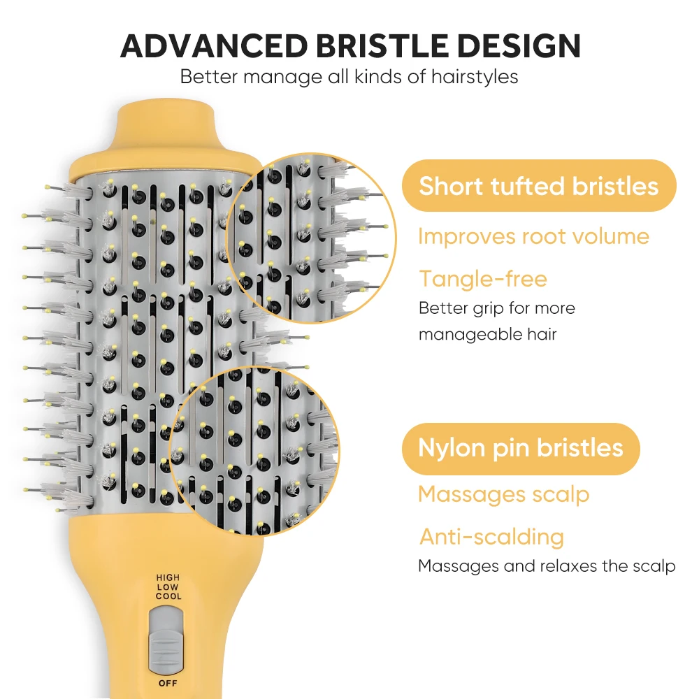 Patent Design 1000W Hot Air Brush Hair Styler Dryer Brush Cepillo De Aire Caliente Dual Voltage Hair Straightener Blow Dryer