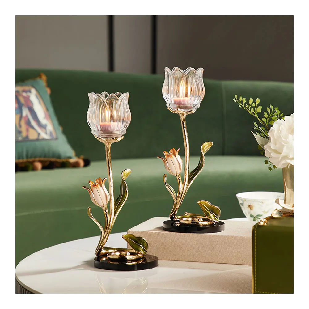 Honor Of Crystal Nordic Gold Candlestick Holder Metal Base Crystal Candlestick Holder Candlelight Dinner Props For Wedding