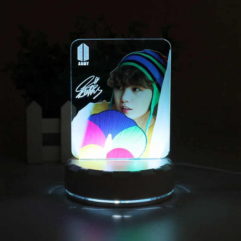 Bangtan Boys оптовая продажа Kpop Idol товары красочные вспышки Лето акриловая подставка ночник настольная