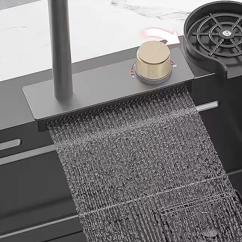 304 Stainless steel apron farmhouse kitchen sink Multi function kitchen sink Waterfall sink