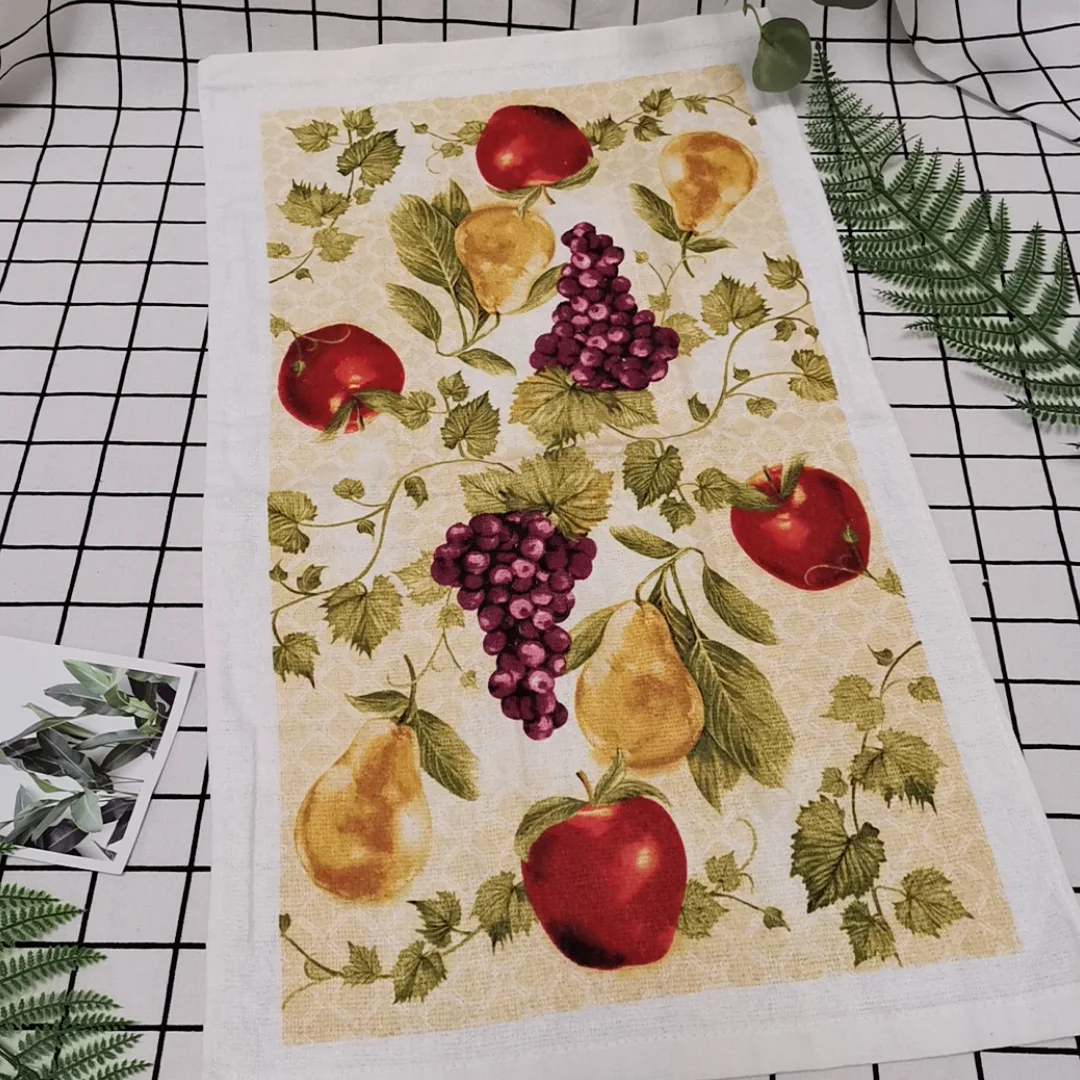 2022 Latest Hot Selling Water Absorbent Custom Design Floral Printed Cotton Fabric Linen Kitchen Christmas Gift Tea Towel
