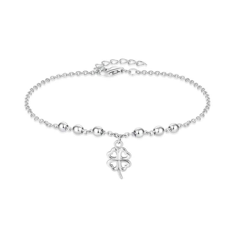 2022 New trendy pure 925 sterling silver plain small ball and clover bracelet Rannekoru luxury women love clover bracelet