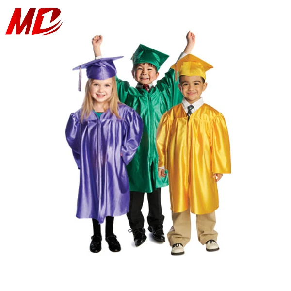 2024 Gold Shiny Children Preschool Graduation Gown Cap with Tassel