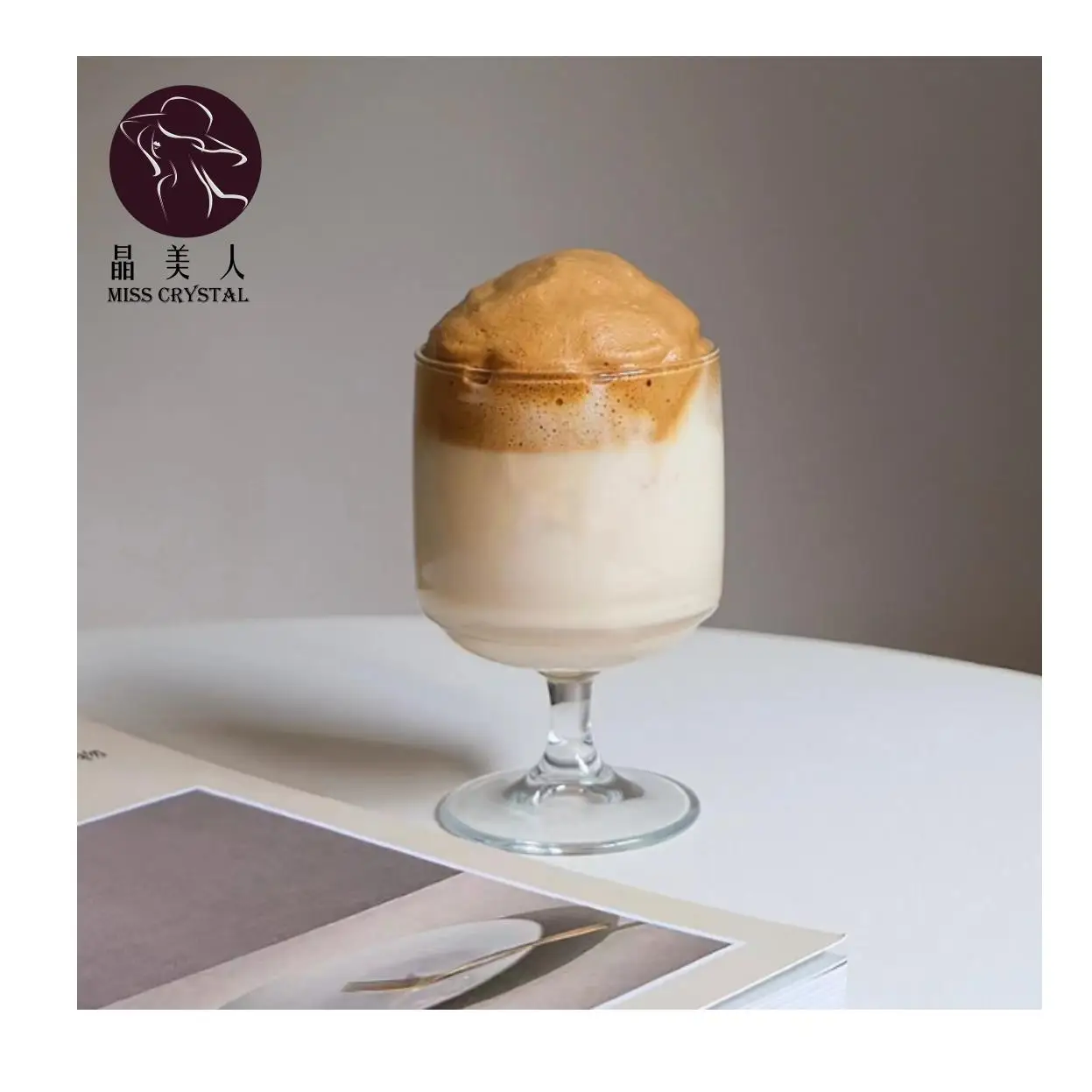 Korean Style Large Transparent Goblet Round Shape Solid Color Heat-resistant Glass for Household Cup