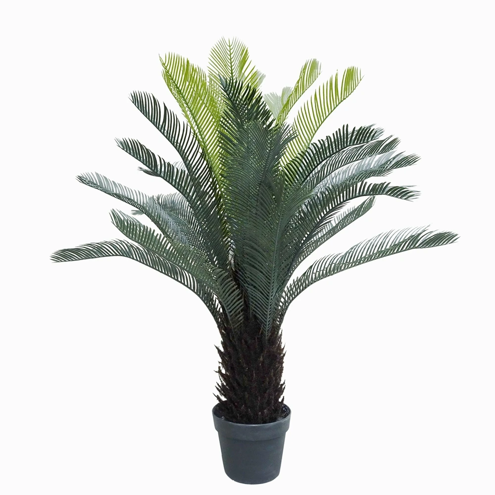 Великолепная Cycas Revoluta Sago Пальма искусственное растение с горшком для питомника, ощутите настоящие технологии гигантские листья, зеленые