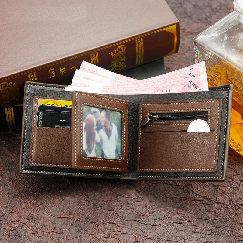 New Design Stylish PU Leather Wallet Men Simple Casual Short Male Wallet Small Clutch Purse