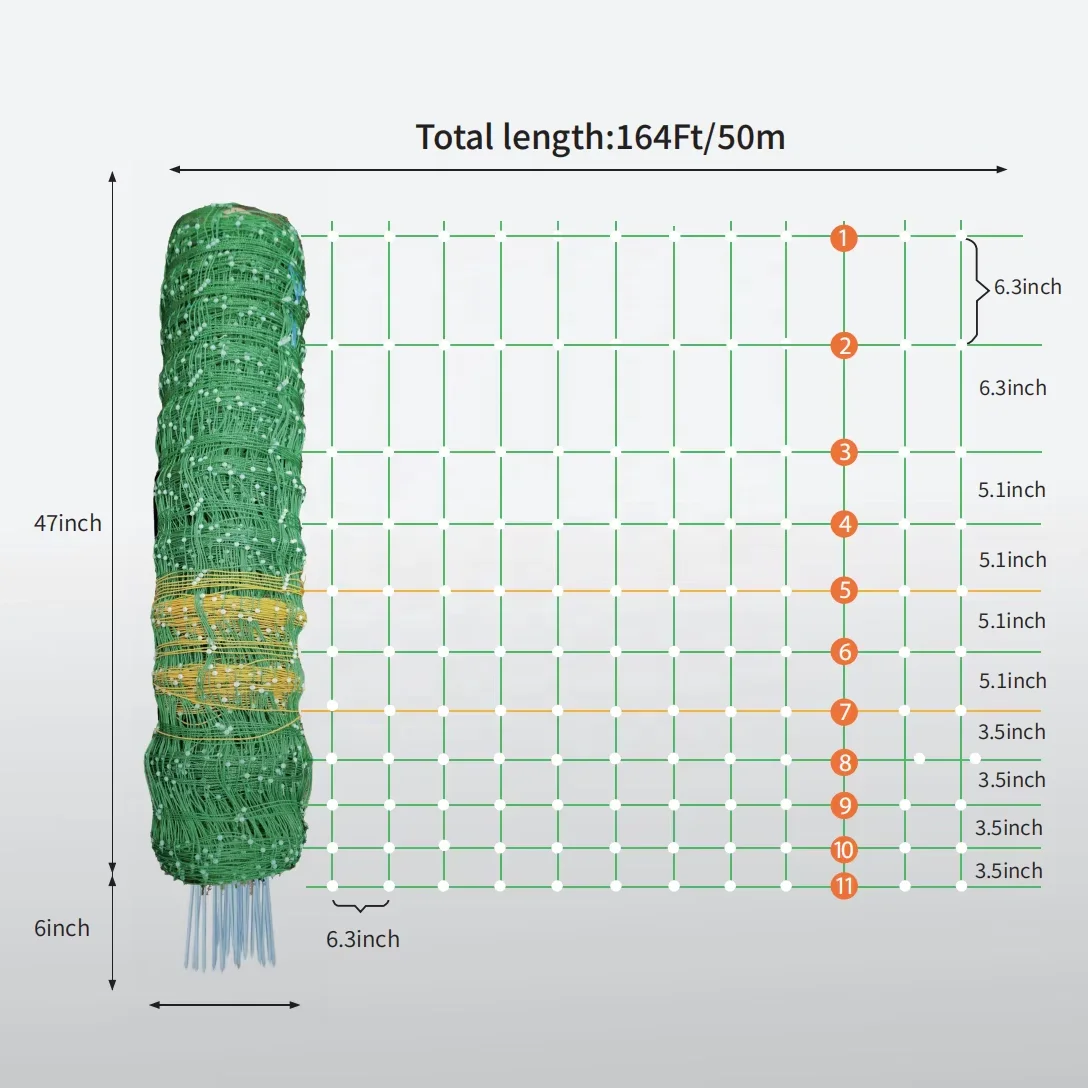 50m x 1.2m PE Electric Net Farm Fences Chicken Duck Goose Fence
