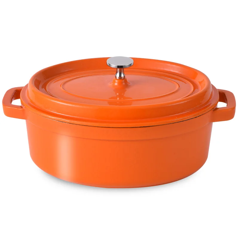Enameled Cast Iron Oval Dutch Oven with Lid - Dual Handles - Oven Safe up to 500 F or on Stovetop - Use to Marinate, Cook Bake