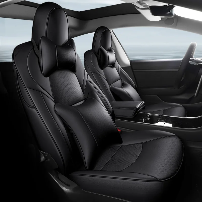 Designer auto accessories luxury car interior 360 degrees all inclusive leather car seat covers full set for tesla model 3