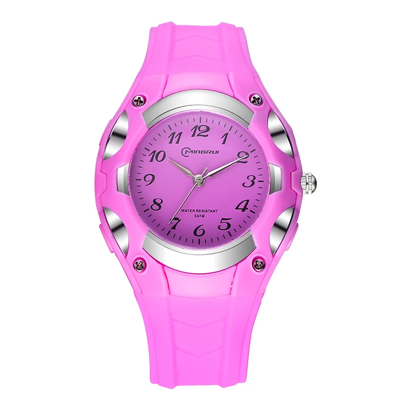 Mingrui 8528AQ colorful cheap plastic students analog quartz watch