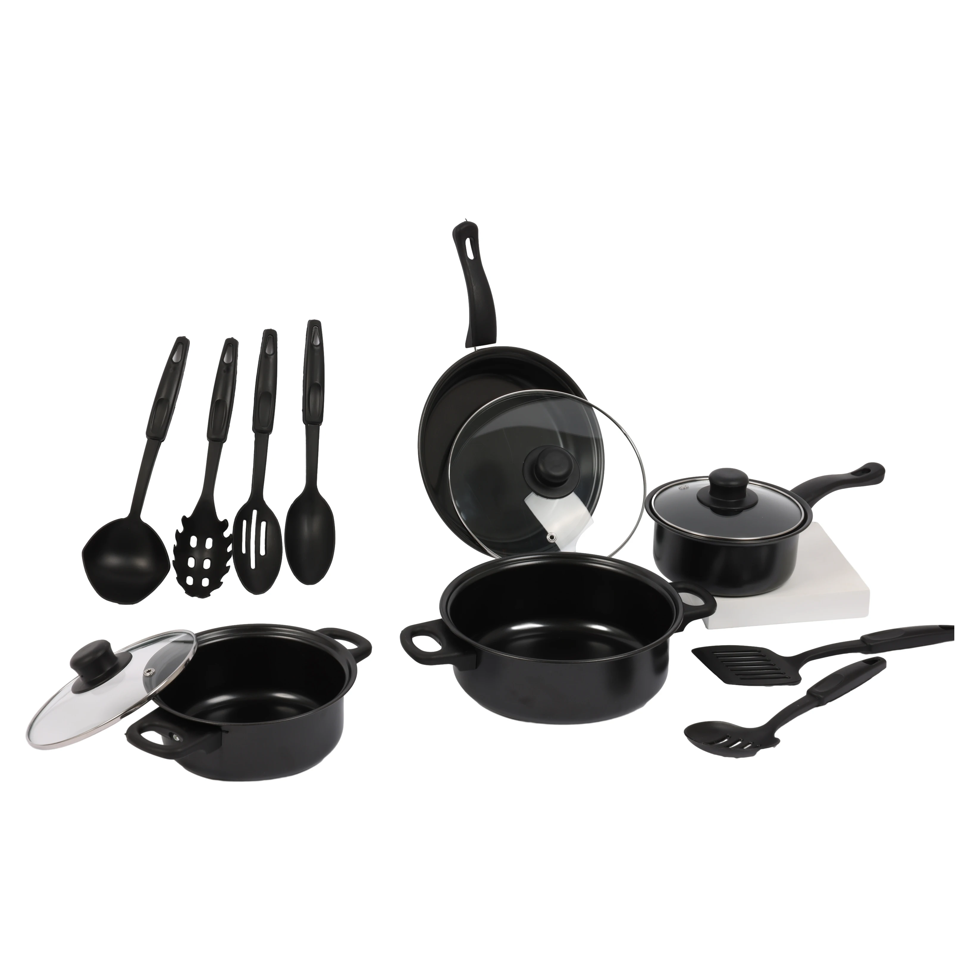 MU Cookware sets wholesale 13 pcs iron kitchen pots and stick cast iron aluminum ware cooking  accessories utensils tefal