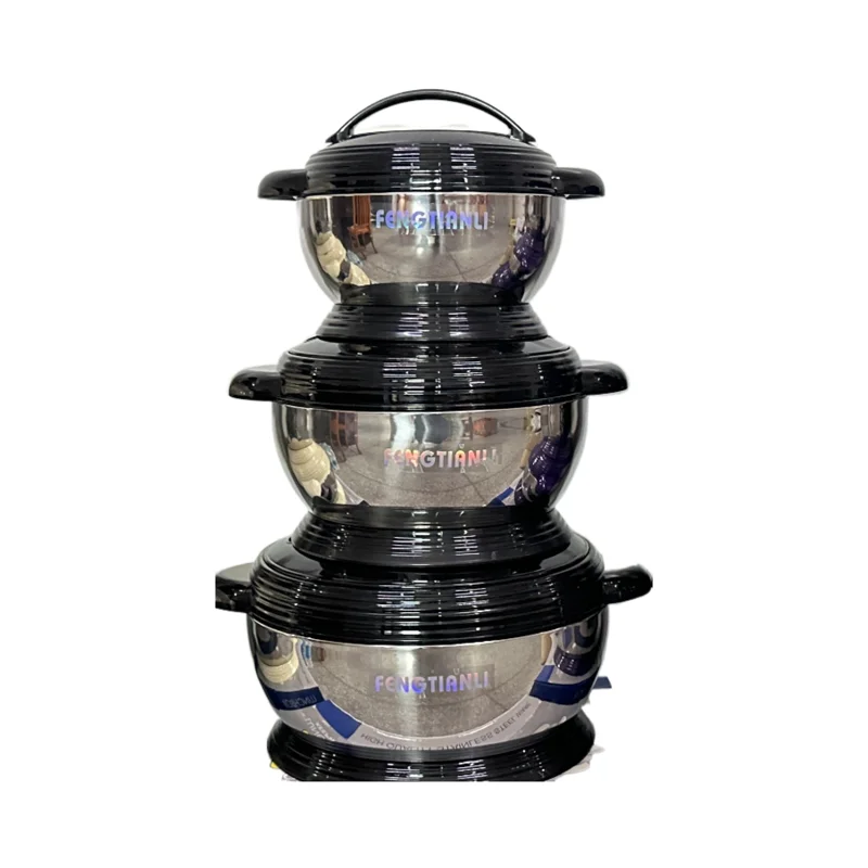Hot Selling Luxury  Jumbo Capacity 3pcs Stainless Steel Hot Pot Food Warmer Set Bar Hotel 2L+4L+6L Hot Pot Food Warmer Set