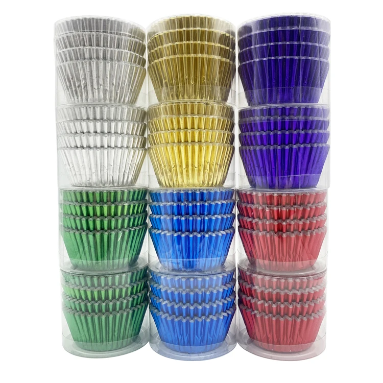 (100 Boxes/Carton) Metallic Foil Cupcake Cases Baking Cups Food Grade Paper Muffin Case Tray Holder
