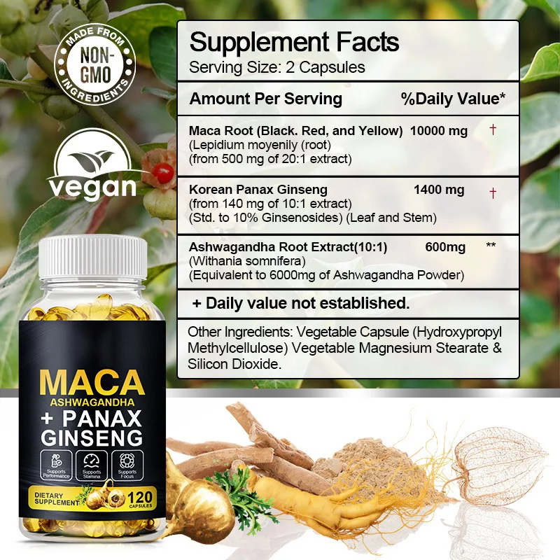 OEM Healthcare Supplements Red Maca and Ginseng Plus Capsules Maca Root Capsules
