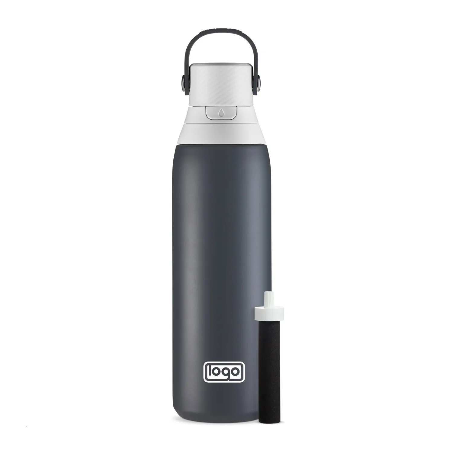 20 oz Stainless Steel Portable Water Purifier Bottle with Built-in Straw and Premium Filter