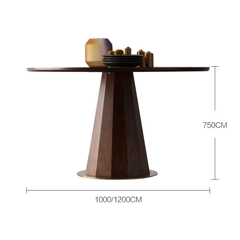 Walnut Solid Wood Round Table Dining Table Light Luxury Negotiation Coffee Table Balcony Small Apartment