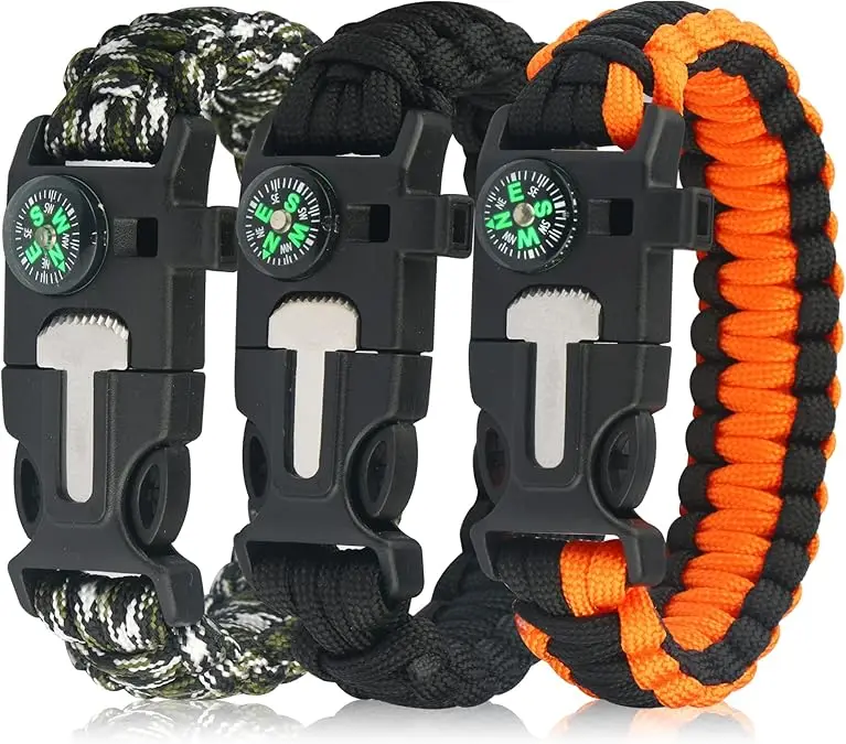 Multifunctional 5-in-1 Outdoor Survival Bracelet With Knife Whistle  Flint Seven-Core  Nylon Rope for Camping Adventure Hiking