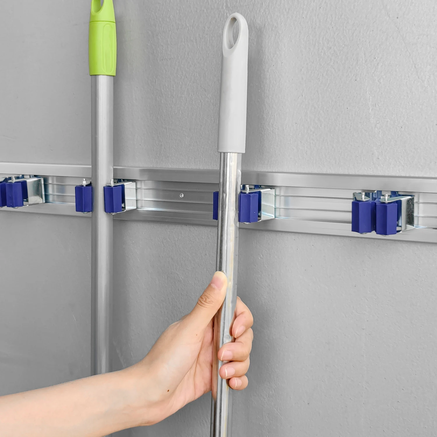 Heavy Duty Upgraded Metal Aluminum Storage Organizer Hanger Wall Mount Garden Rack Broom Mop Holder