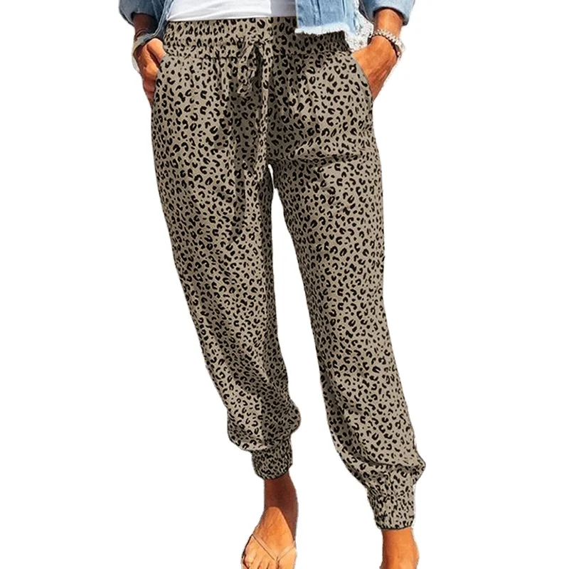 Новое поступление 2021, повседневные свободные спортивные женские брюки-джоггеры с леопардовым принтом, женские брюки