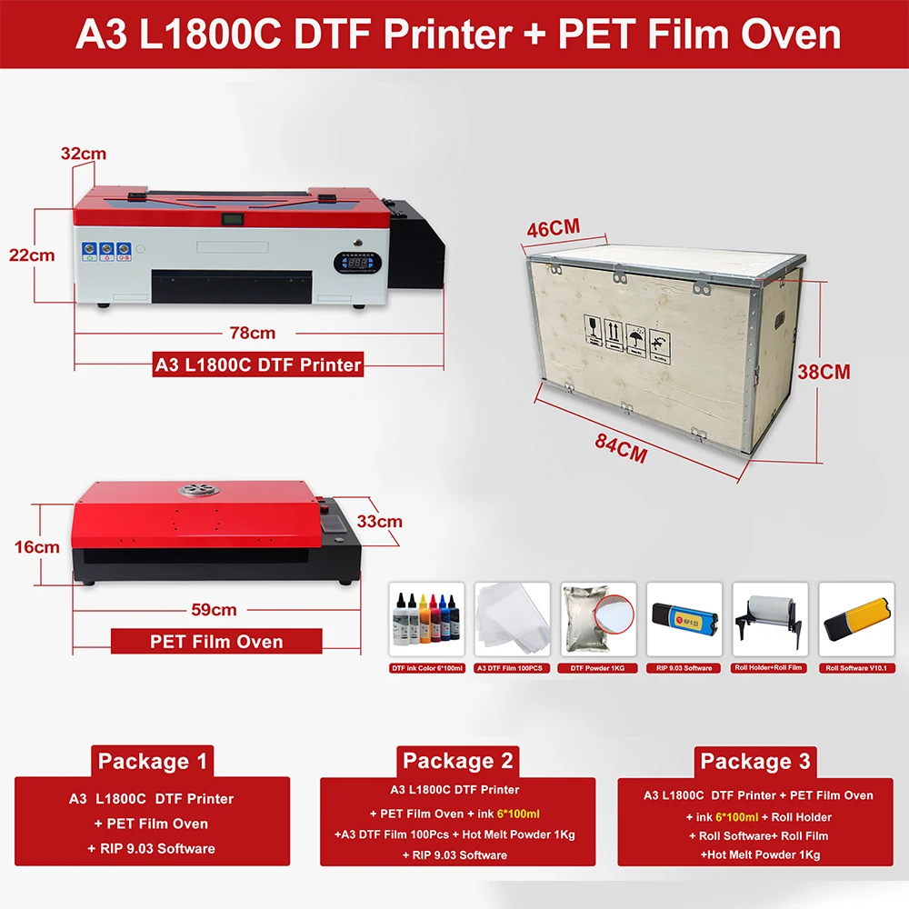 Printer with powder shaking machine  a3 shaker and dryer l1800 dtf-printer 2022 new print technology a4 dtf